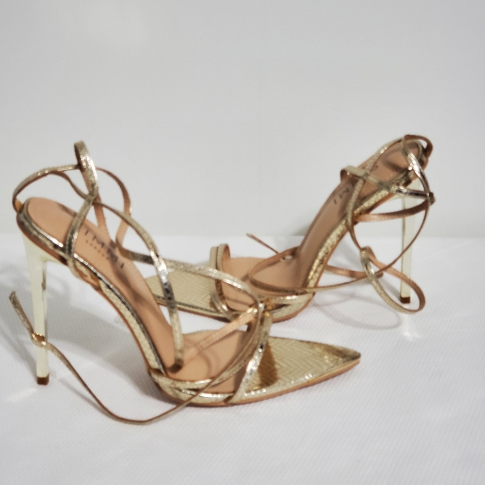 SIMMI London Gold Snake Strappy Heels Size 9 - Picture 4 of 8